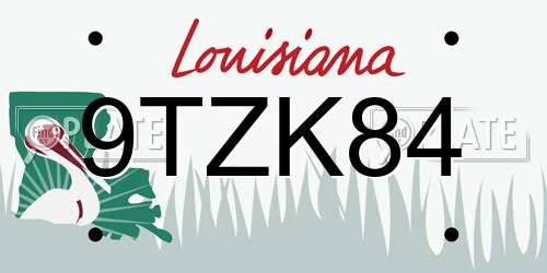 9TZK84 Louisiana License Plate