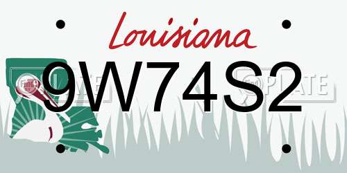 9W74S2 Louisiana License Plate