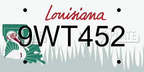 9WT452 Louisiana License Plate