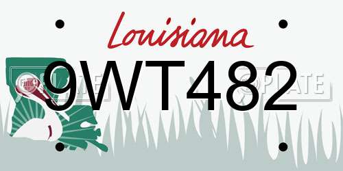 9WT482 Louisiana License Plate