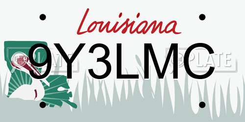 9Y3LMC Louisiana License Plate
