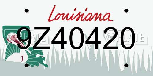 9Z40420 Louisiana License Plate