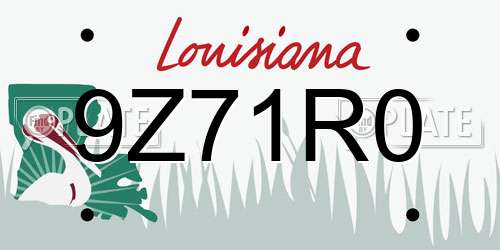 9Z71R0 Louisiana License Plate