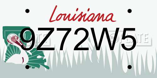 9Z72W5 Louisiana License Plate
