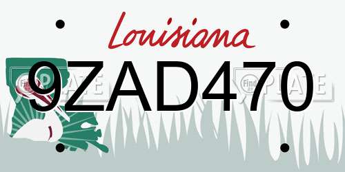 9ZAD470 Louisiana License Plate