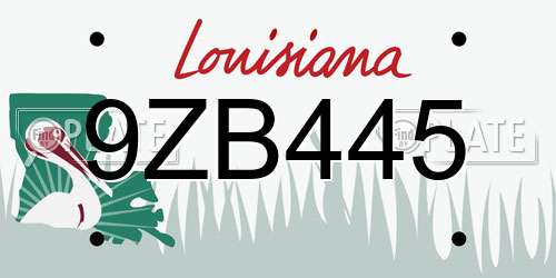 9ZB445 Louisiana License Plate