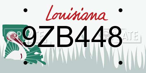9ZB448 Louisiana License Plate