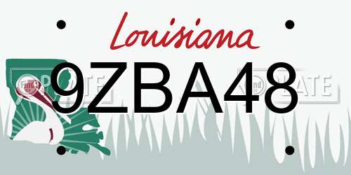 9ZBA48 Louisiana License Plate