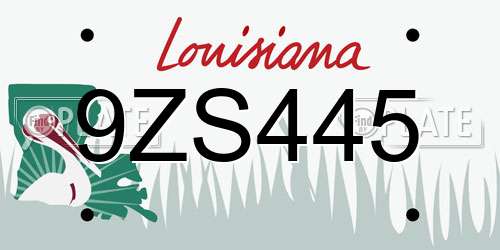 9ZS445 Louisiana License Plate