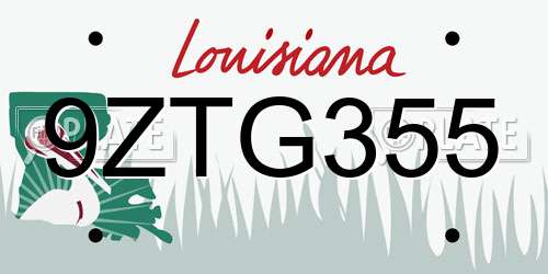 9ZTG355 Louisiana License Plate