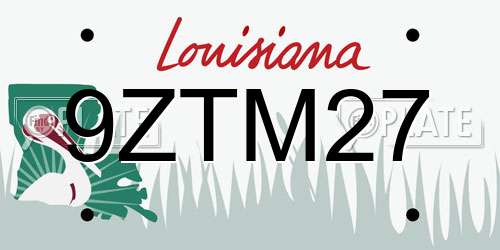 9ZTM27 Louisiana License Plate
