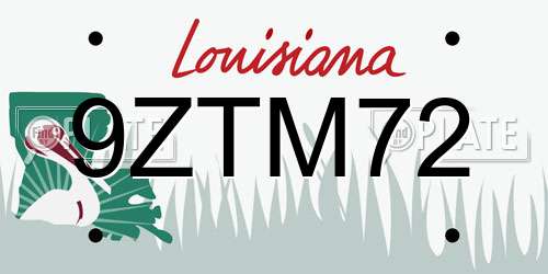 9ZTM72 Louisiana License Plate