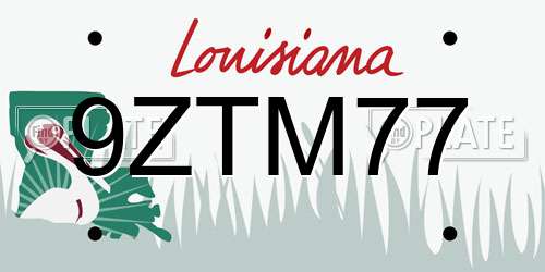 9ZTM77 Louisiana License Plate