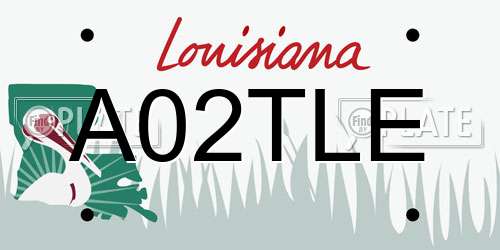 A02TLE Louisiana License Plate