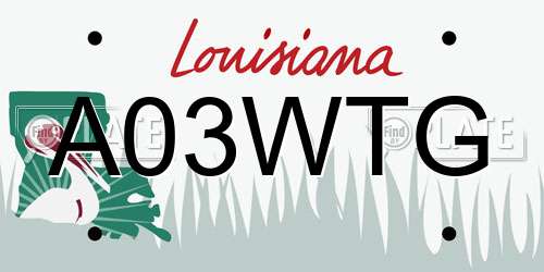 A03WTG Louisiana License Plate