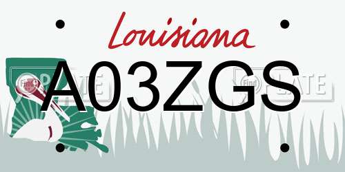 A03ZGS Louisiana License Plate