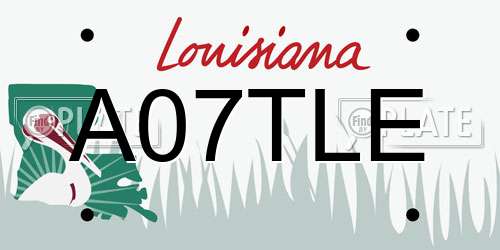 A07TLE Louisiana License Plate