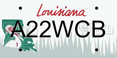 A22WCB Louisiana License Plate