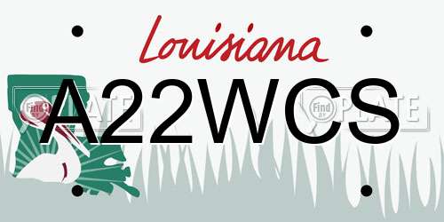 A22WCS Louisiana License Plate