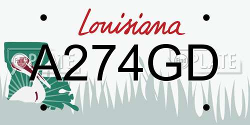 A274GD Louisiana License Plate