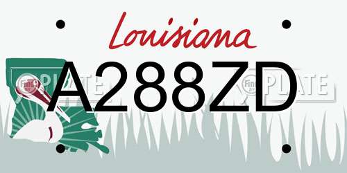 A288ZD Louisiana License Plate