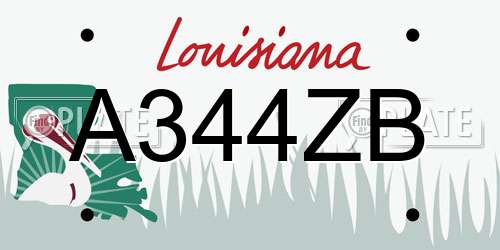 A344ZB Louisiana License Plate