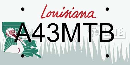 A43MTB Louisiana License Plate