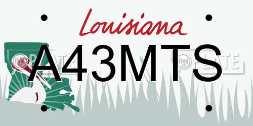 A43MTS Louisiana License Plate