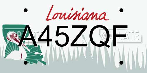 A45ZQF Louisiana License Plate