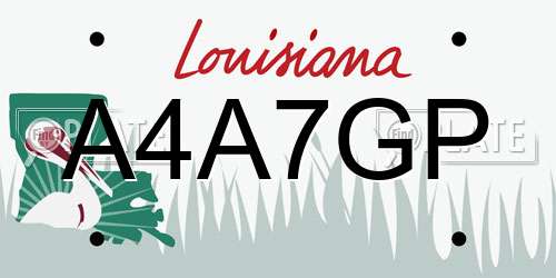 A4A7GP Louisiana License Plate