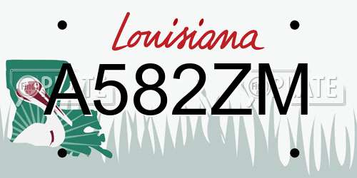 A582ZM Louisiana License Plate
