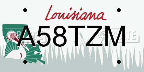 A58TZM Louisiana License Plate