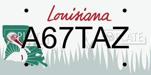 A67TAZ Louisiana License Plate