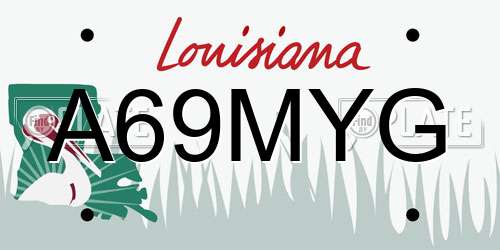 A69MYG Louisiana License Plate
