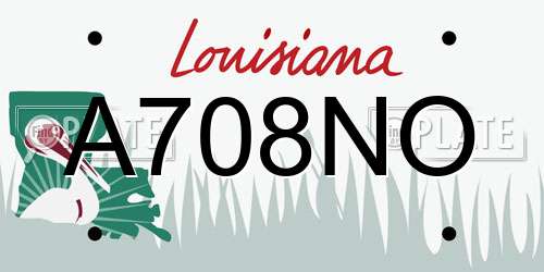 A708NO Louisiana License Plate