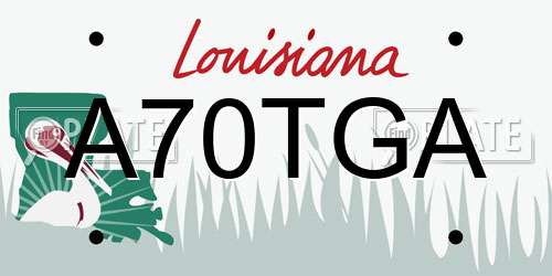 A70TGA Louisiana License Plate