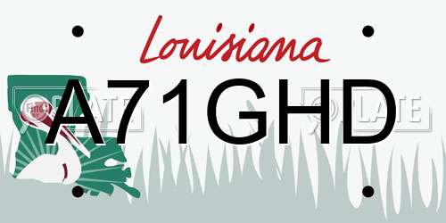 A71GHD Louisiana License Plate