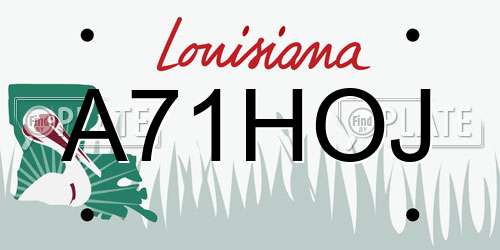 A71HOJ Louisiana License Plate