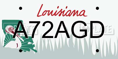 A72AGD Louisiana License Plate