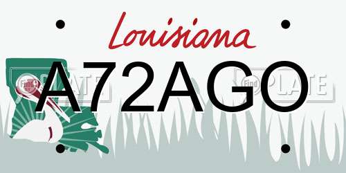 A72AGO Louisiana License Plate