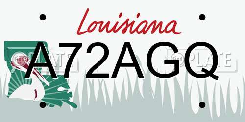A72AGQ Louisiana License Plate