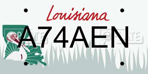 A74AEN Louisiana License Plate