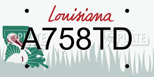 A758TD Louisiana License Plate