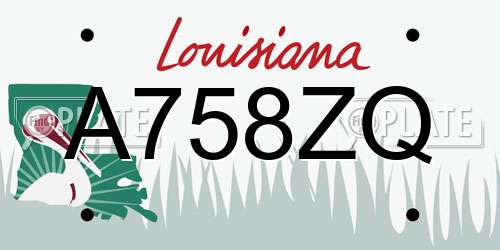 A758ZQ Louisiana License Plate