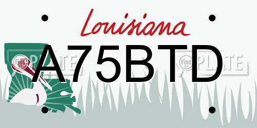 A75BTD Louisiana License Plate