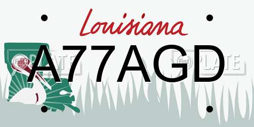 A77AGD Louisiana License Plate