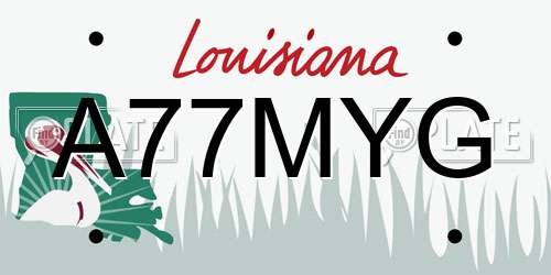 A77MYG Louisiana License Plate