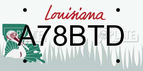 A78BTD Louisiana License Plate