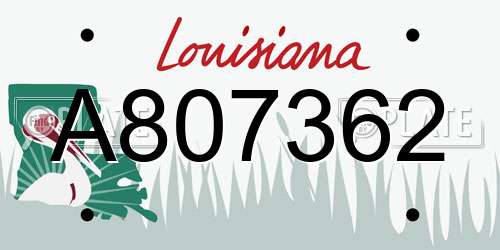 A807362 Louisiana License Plate