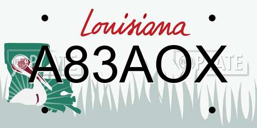 A83AOX Louisiana License Plate